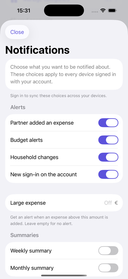 Per-user notification preferences